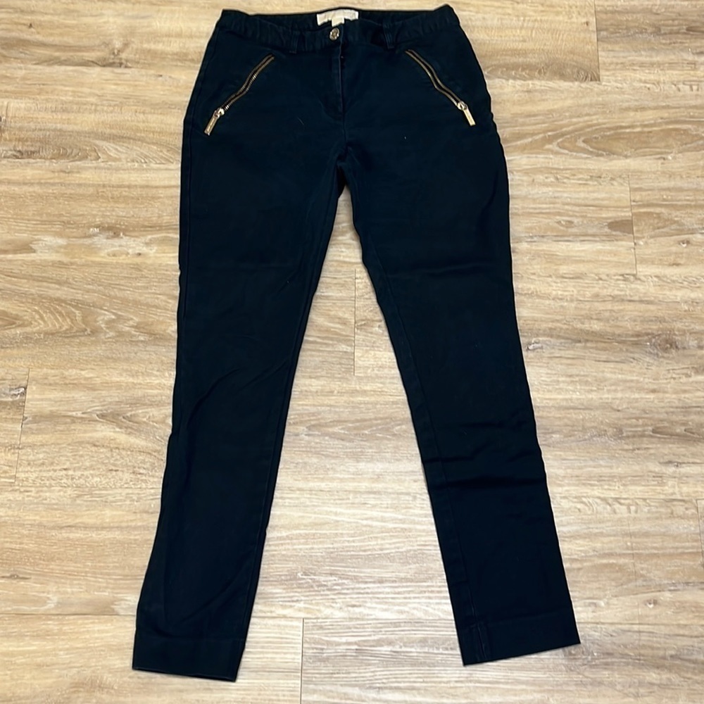 𝅺MICHAEL Kors Black Ankle Skinny Moto Trousers/Pants.  Size 2